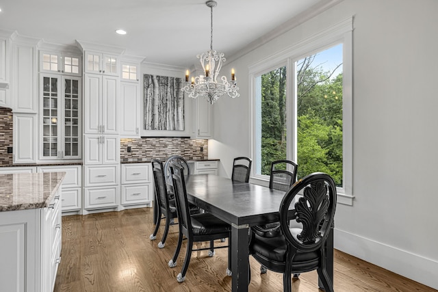 3609 Leipers Valley Trl, Franklin, TN 37064 - dining area with ornamental molding, dark hardwood / wood-style floors, and a chandelier