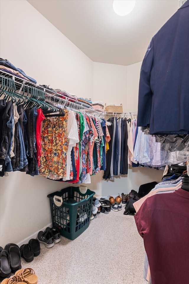 walk in closet featuring carpet