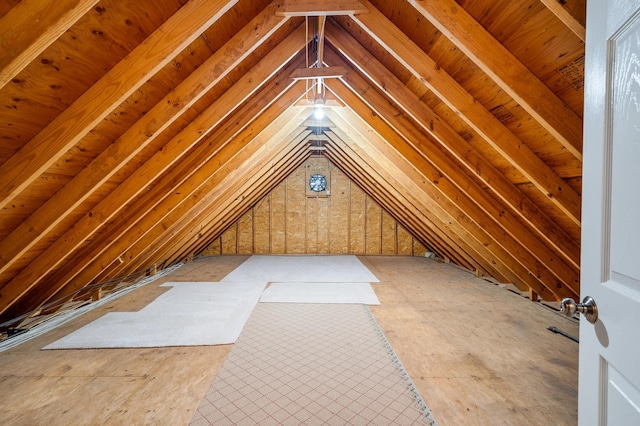 view of unfinished attic