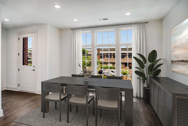 dining room featuring dark hardwood / wood-style flooring