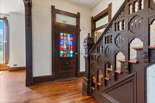 entrance foyer with dark wood-type flooring