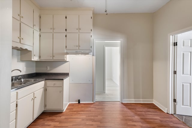 kitchen with light hardwood / wood-style floors and sink