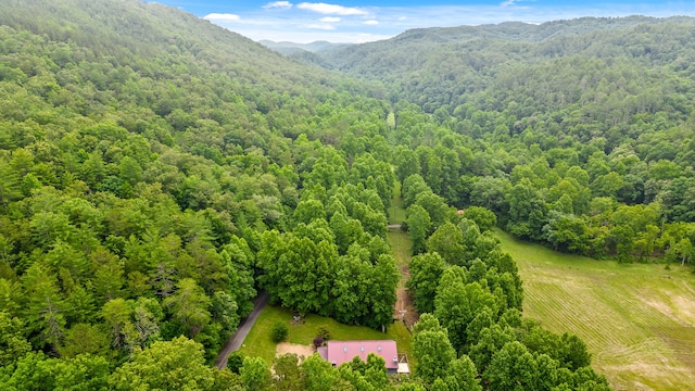 bird's eye view with a mountain view and a forest view