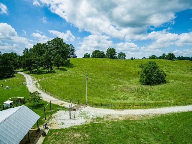 view of home's community featuring a rural view and a yard