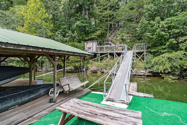 dock area featuring a water view