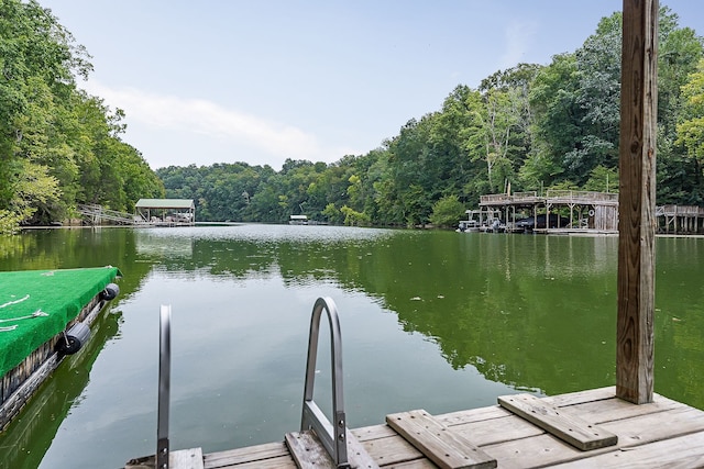 view of dock featuring a water view