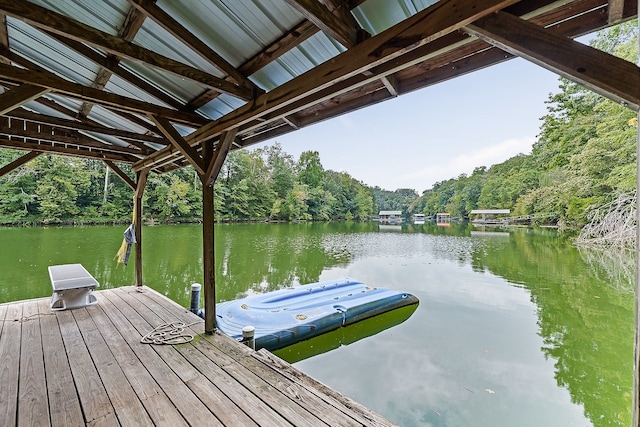 view of dock featuring a water view