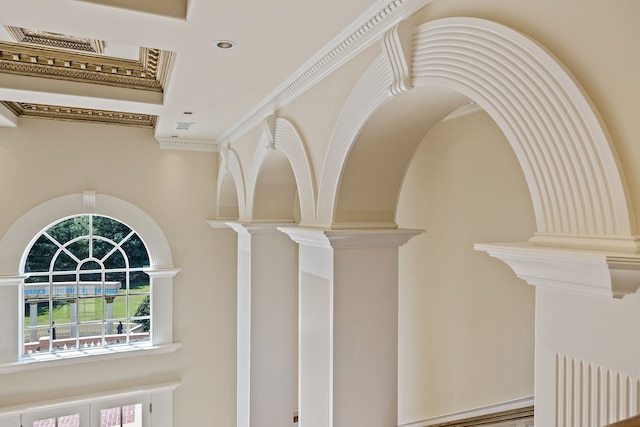 room details with ornate columns and ornamental molding