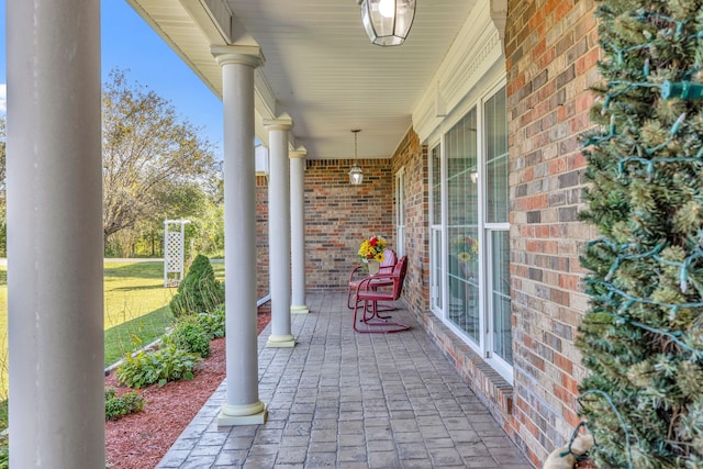 view of terrace featuring a porch