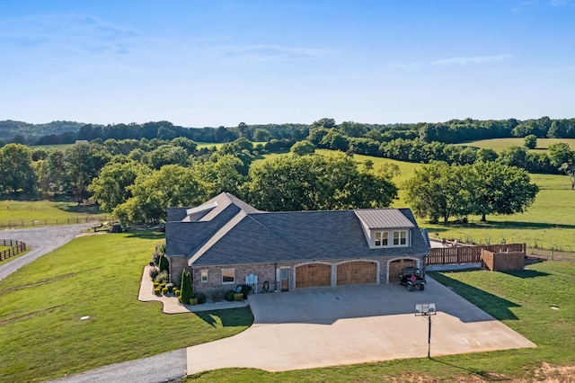 drone / aerial view with a rural view