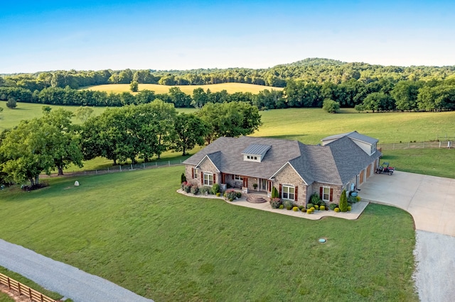 drone / aerial view with a rural view