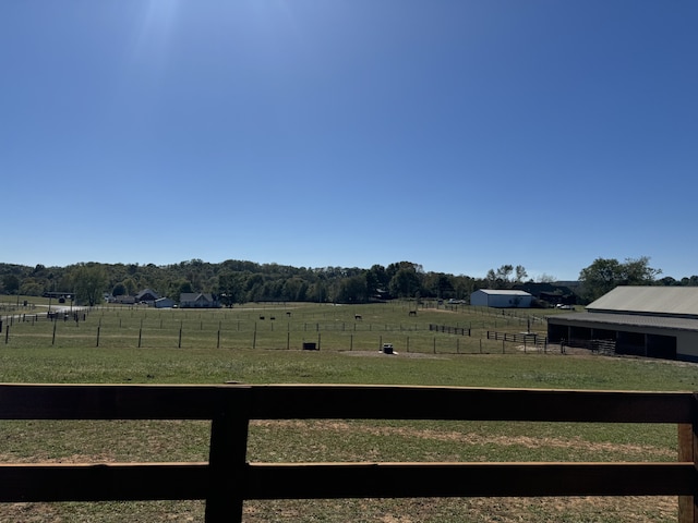 view of yard with a rural view