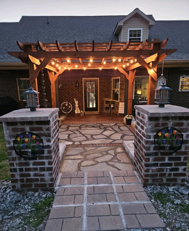 view of patio featuring a pergola