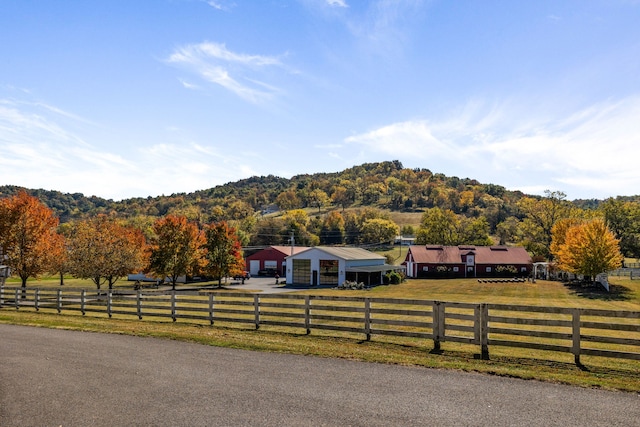 exterior space with a rural view