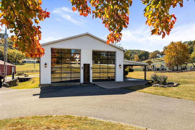 garage with a carport