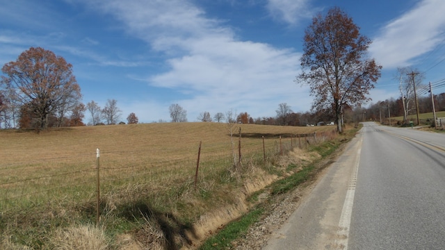 view of road with a rural view