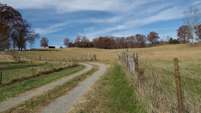 view of road with a rural view