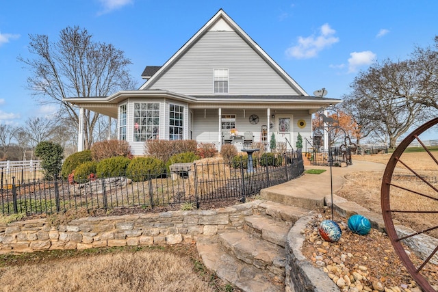 view of front of home featuring covered porch