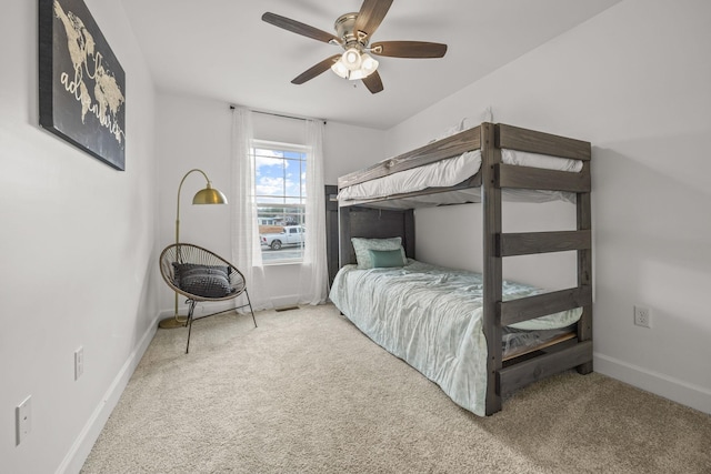 bedroom with carpet floors and ceiling fan