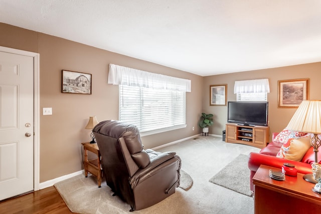 living room with hardwood / wood-style flooring