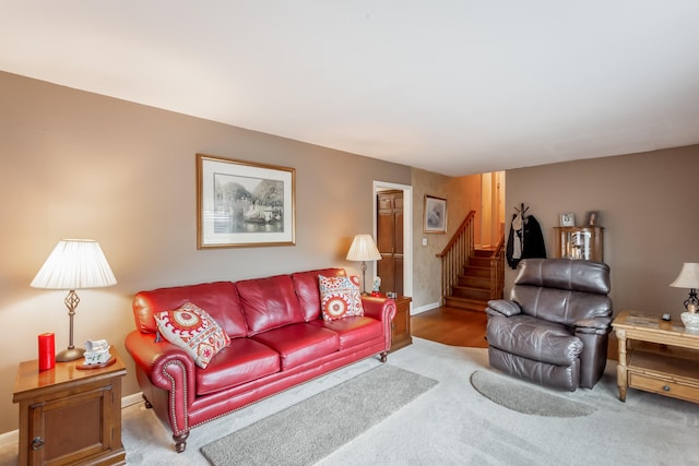 living room featuring carpet floors