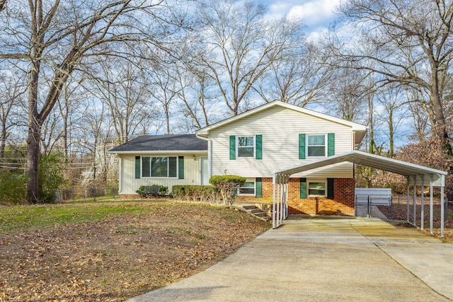 split level home with a carport