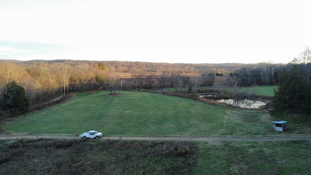 view of yard with a water view