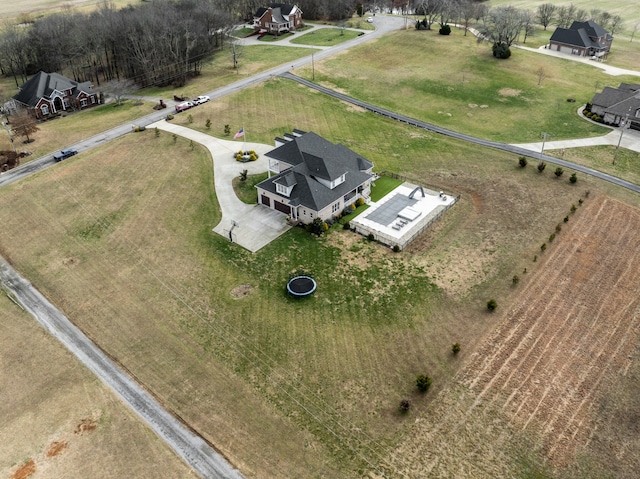 bird's eye view with a rural view