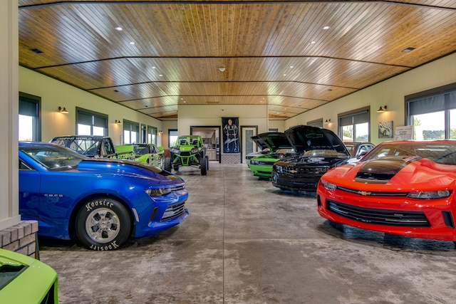 garage with wood ceiling