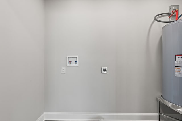 laundry room featuring washer hookup, hookup for an electric dryer, and gas water heater