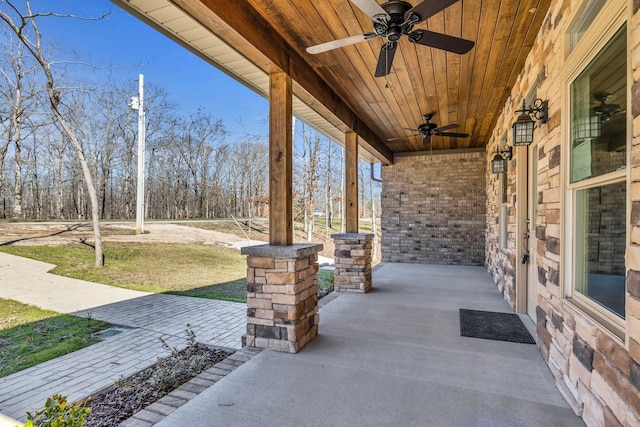 view of patio with ceiling fan