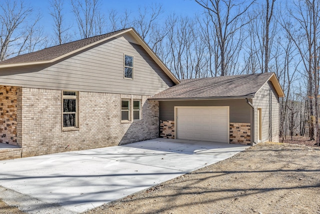 front facade with a garage