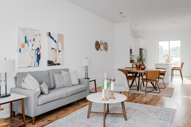 living room featuring light wood-type flooring