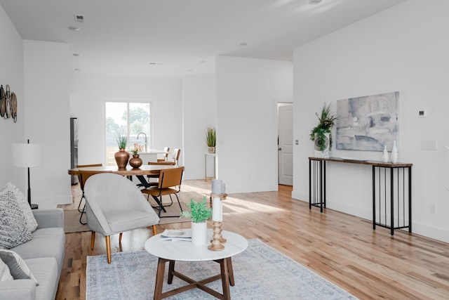 living room with light hardwood / wood-style floors