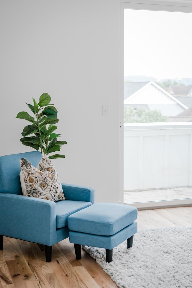 sitting room featuring light hardwood / wood-style flooring