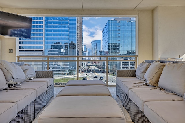 living room featuring expansive windows