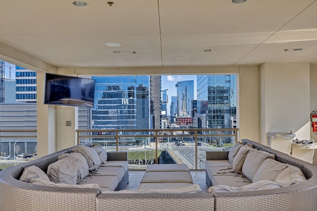 living room featuring expansive windows