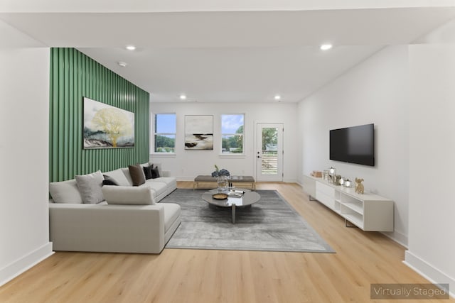 living room featuring light hardwood / wood-style flooring