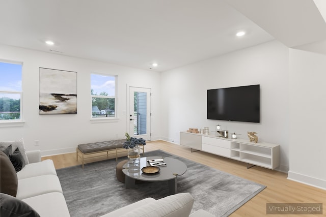 living room featuring light hardwood / wood-style flooring