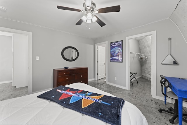 bedroom featuring ceiling fan