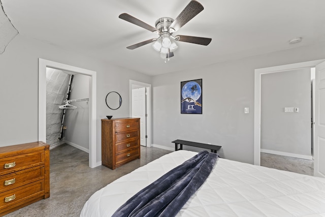 bedroom with a closet and ceiling fan