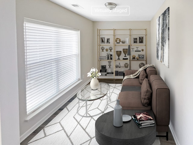 living area featuring a wealth of natural light