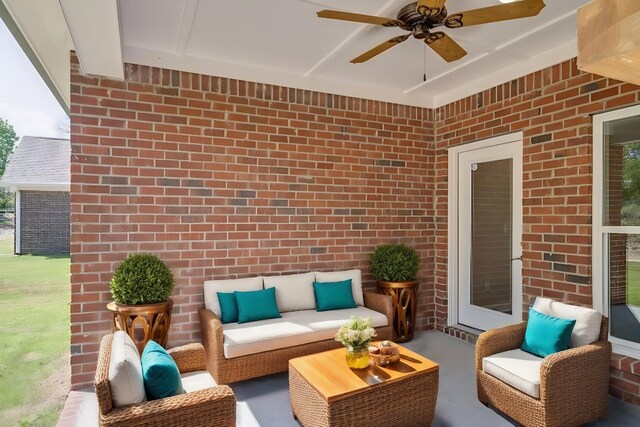 7112 Maddenwood Ln, Hermitage, TN 37076 - view of patio featuring an outdoor living space and a ceiling fan