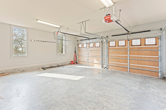 garage with a garage door opener