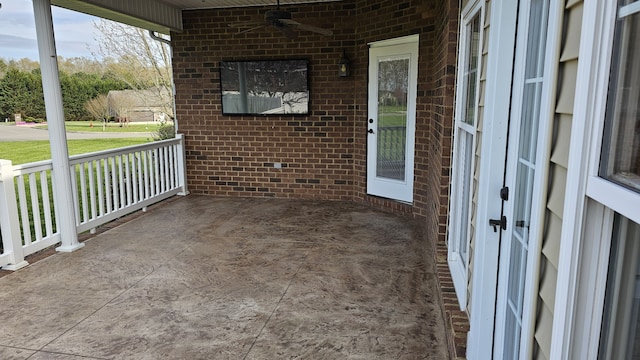 view of patio / terrace featuring ceiling fan