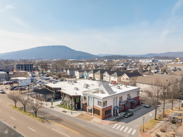 aerial view with a mountain view