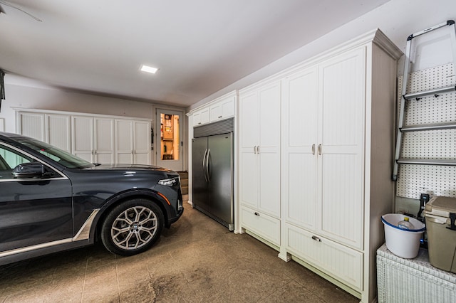 garage with built in fridge