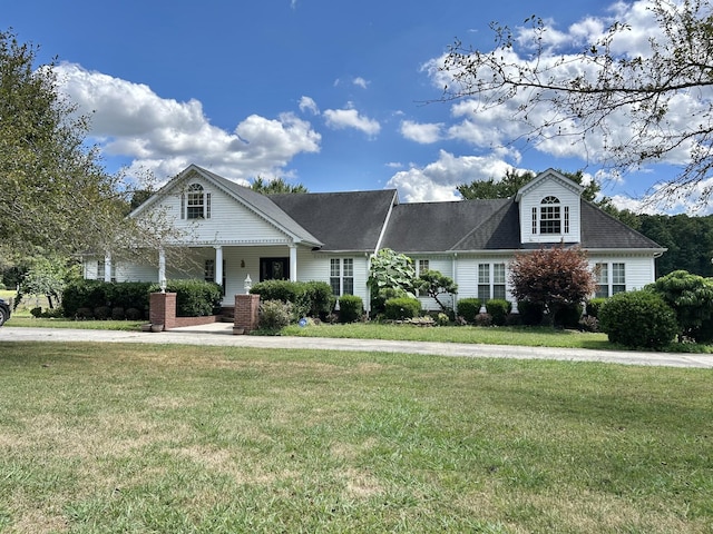 view of front of home with a front yard