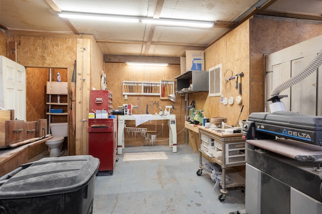 interior space with a workshop area