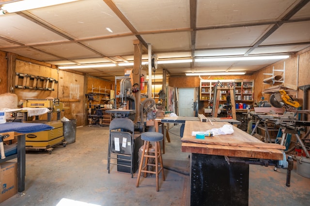 interior space with a workshop area